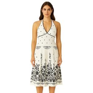 My Michelle Black & White Floral Vintage Halter Dress – Size 3 EUC